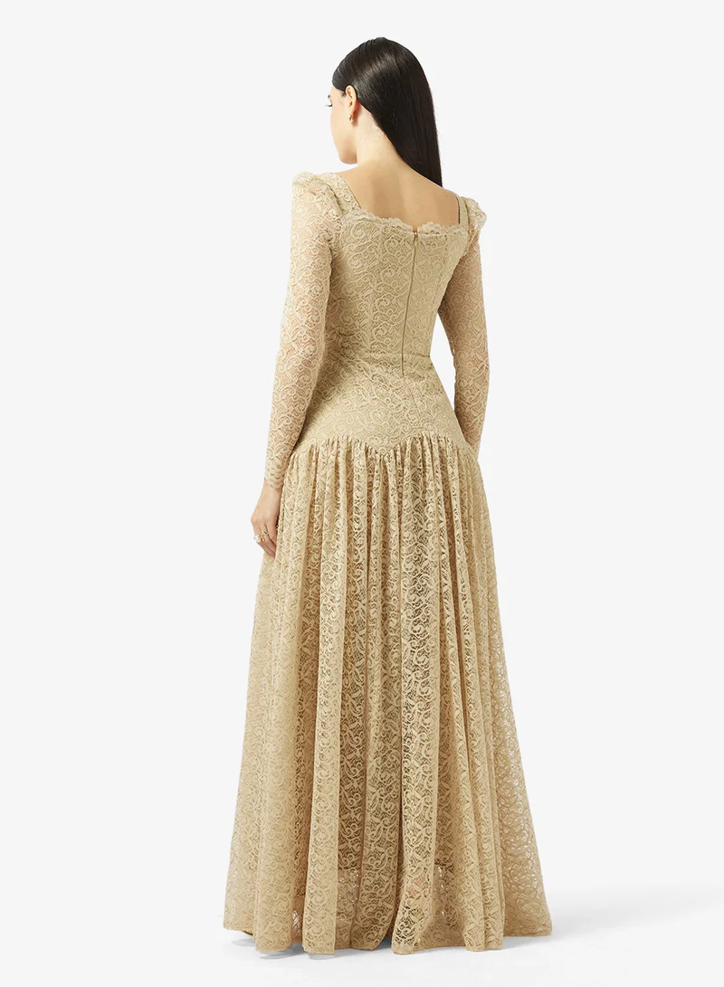 Akadia Fashion GATHERED CURVED DANTEL DRESS